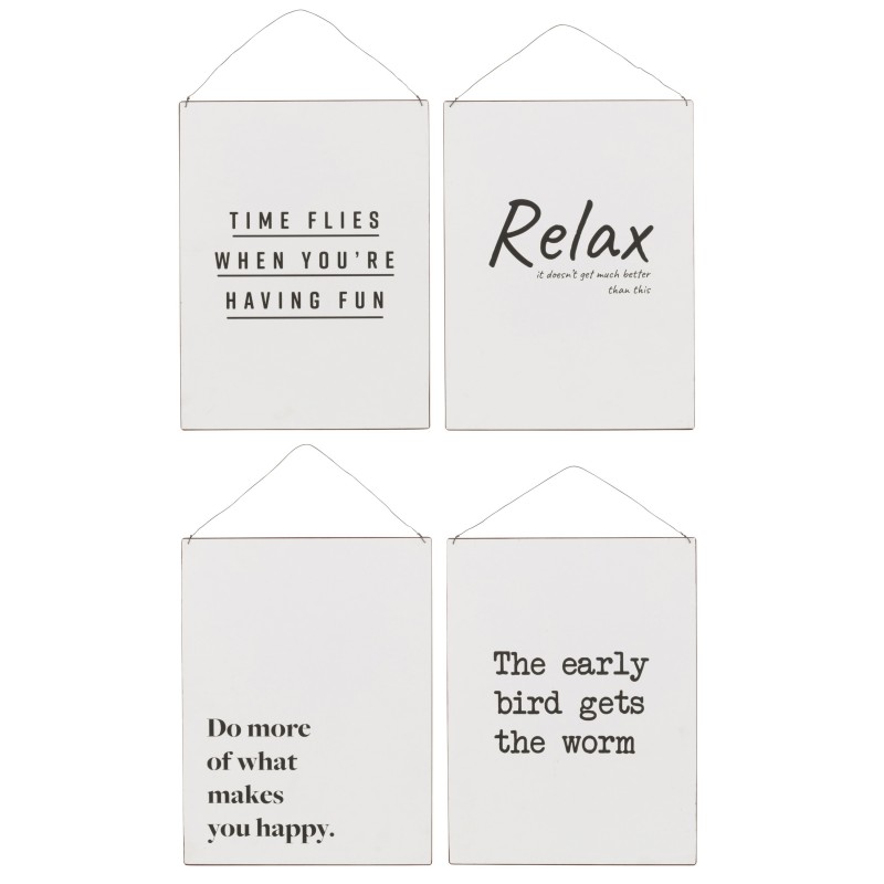 Conjunto de 4 carteles de metal blanco de 26.5x0.3x35 cm Conjunto de 4 carteles de metal blanco de 26.5x0.3x35 cm