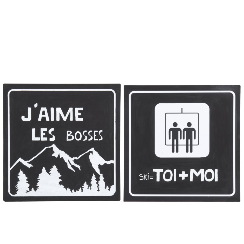 Set de 2 pancartes en métal noir 40x0.5x40 cm Set de 2 pancartes en métal noir 40x0.5x40 cm