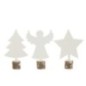 Lot de 3 décorations de Noël en bois blanc 10x5x14 cm Lot de 3 décorations de Noël en bois blanc 10x5x14 cm