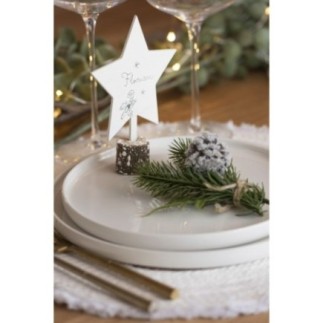 Lot de 3 décorations de Noël en bois blanc 10x5x14 cm
