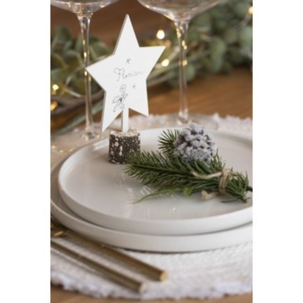 Lot de 3 décorations de Noël en bois blanc 10x5x14 cm