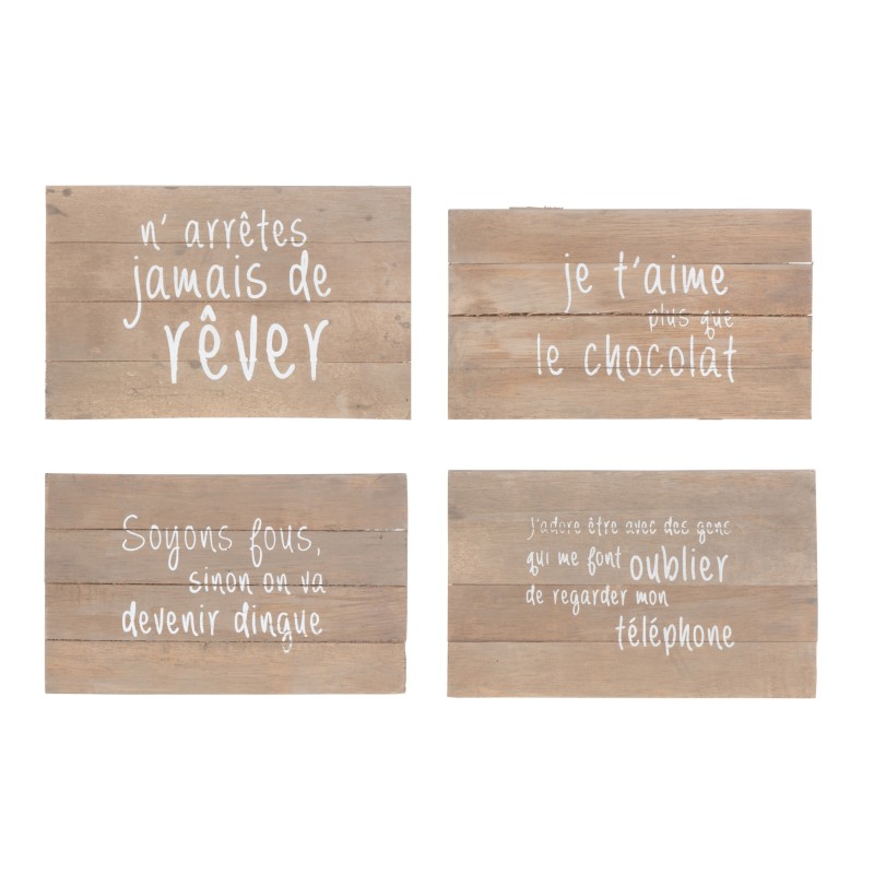 Set de 4 panneaux positifs en bois naturel 18x29x3 cm Set de 4 panneaux positifs en bois naturel 18x29x3 cm
