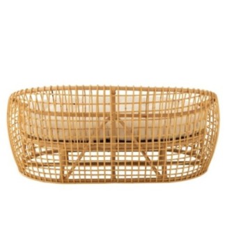 Sofa Lise+Coussin 2 personnes en rotin naturel 137x84x67 cm