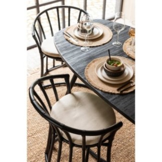 Chaise coussin en rotin noir 60x61x70 cm