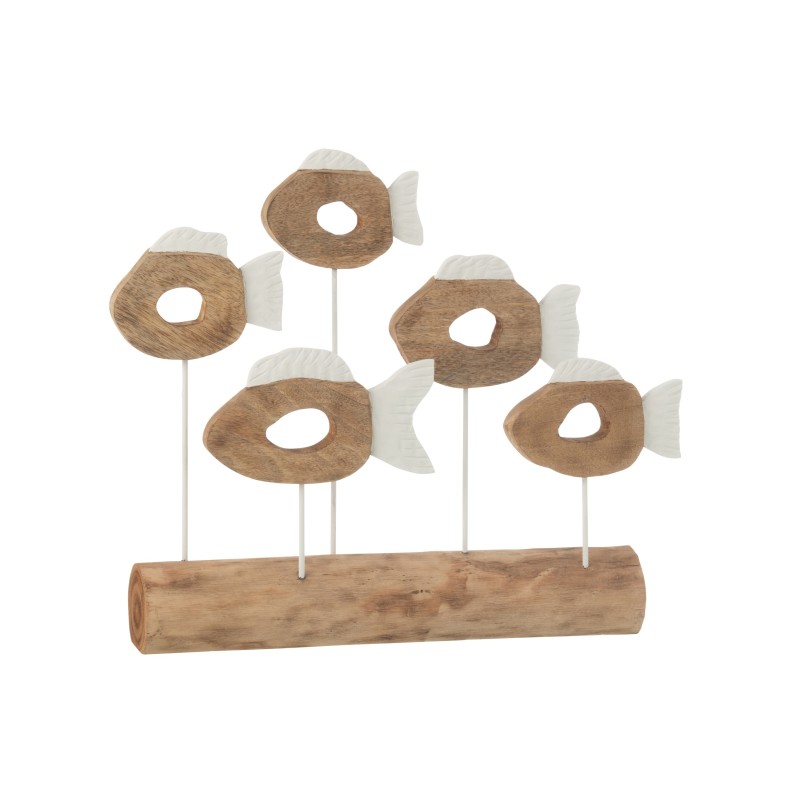 Banco de peces de madera de mango beige 61.5x10x53.5 cm