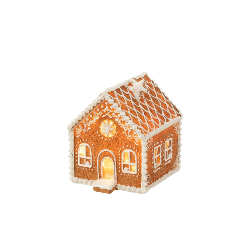 Maison de Noël en résine marron 18x15x17.5 cm Maison de Noël en résine marron 18x15x17.5 cm
