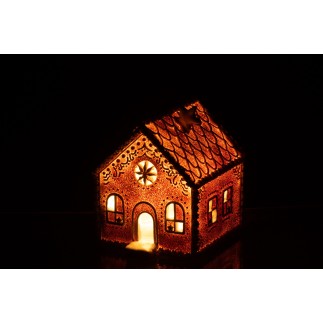 Casa di Natale in resina marrone 18x15x17,5 cm