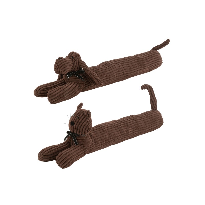 Set di 2 fermaporta cane e gatto in tessuto marrone 84x10x23 cm
Set di 2 fermaporta cane e gatto in tessuto marrone 84x10x23 cm