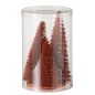 Confezione di 4 alberi di Natale artificiali in plastica color rame H.9 - 15 cm