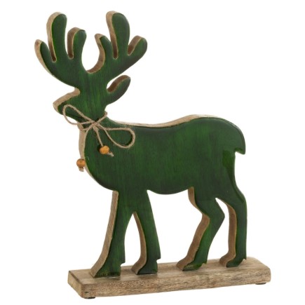 Renne su base in legno verde 30x25x5 cm