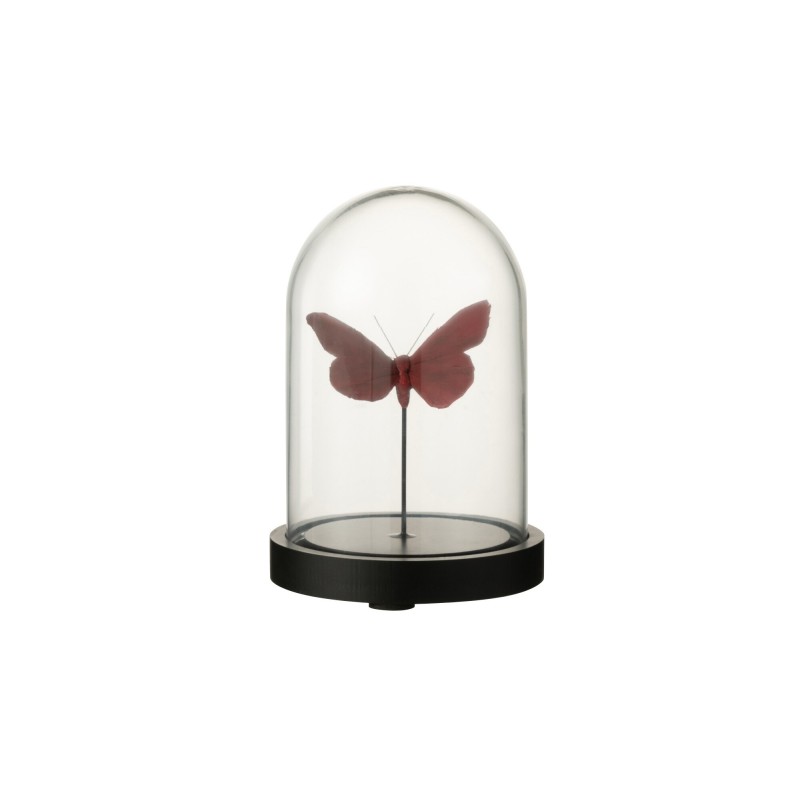 Cloche avec papillon en verre Bordeaux 11.5x11.5x16 cm Cloche avec papillon en verre Bordeaux 11.5x11.5x16 cm