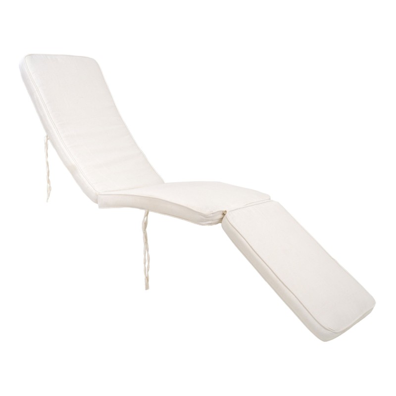 Almofada para espreguiçadeira em algodão branco 197x55x5 cm