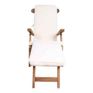 Almofada para espreguiçadeira em algodão branco 197x55x5 cm