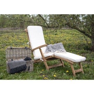 Cuscino per chaise longue in cotone bianco 197x55x5 cm