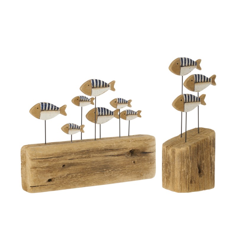 Banc de poissons en bois de paulownia 30x5x21.5 cm