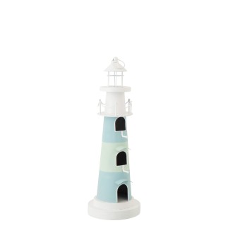 Ninho-farol em metal azul, 55 x 35,5 x 63 cm