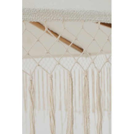Parasol macramé tissu écru en bois beige 200x200x250 cm