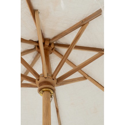 Parasol macramé tissu écru en bois beige 200x200x250 cm