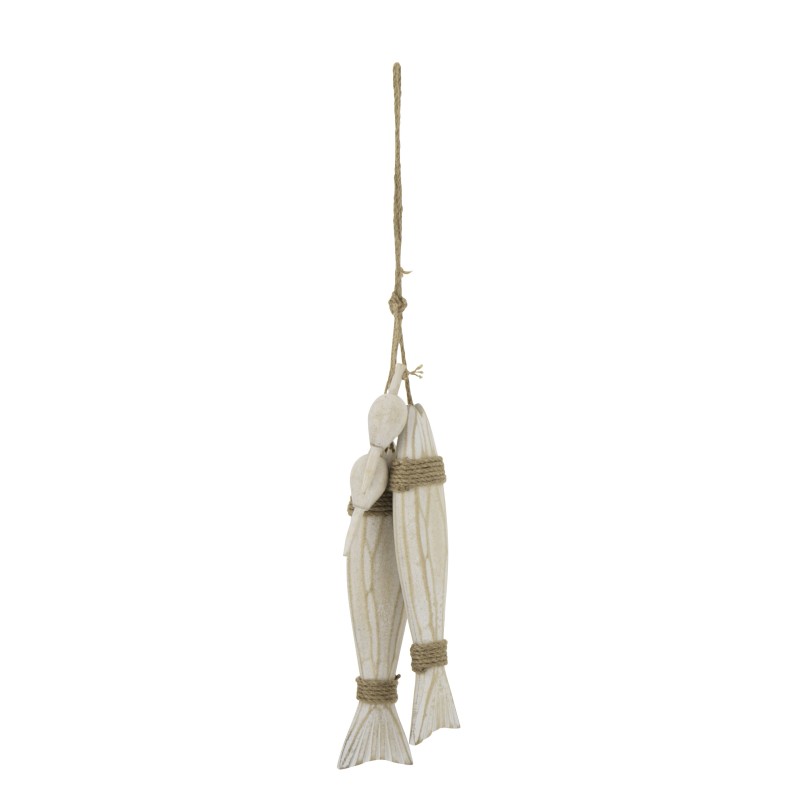 Suspension de poisson en bois blanchi 7x4x65 cm Suspension de poisson en bois blanchi 7x4x65 cm