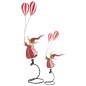 Renne sur socle avec ballons en métal rouges 32x17.5x85 cm Renne sur socle avec ballons en métal rouges 32x17.5x85 cm