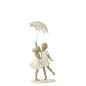 Figurine enfants avec parapluie en polyrésine blanc 12x6.5x17 cm