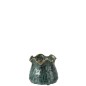 Petit pot de fleurs irrégulier en céramique bleu vert 15.5x15.5x13.5 cm Petit pot de fleurs irrégulier en céramique bleu vert 15.5x15.5x13.5 cm