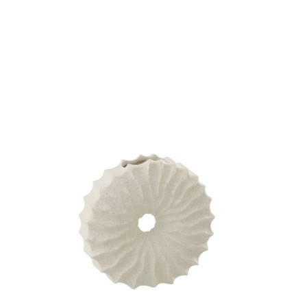 Vase rond finition sable en grès blanc 20x6x19.5 cm