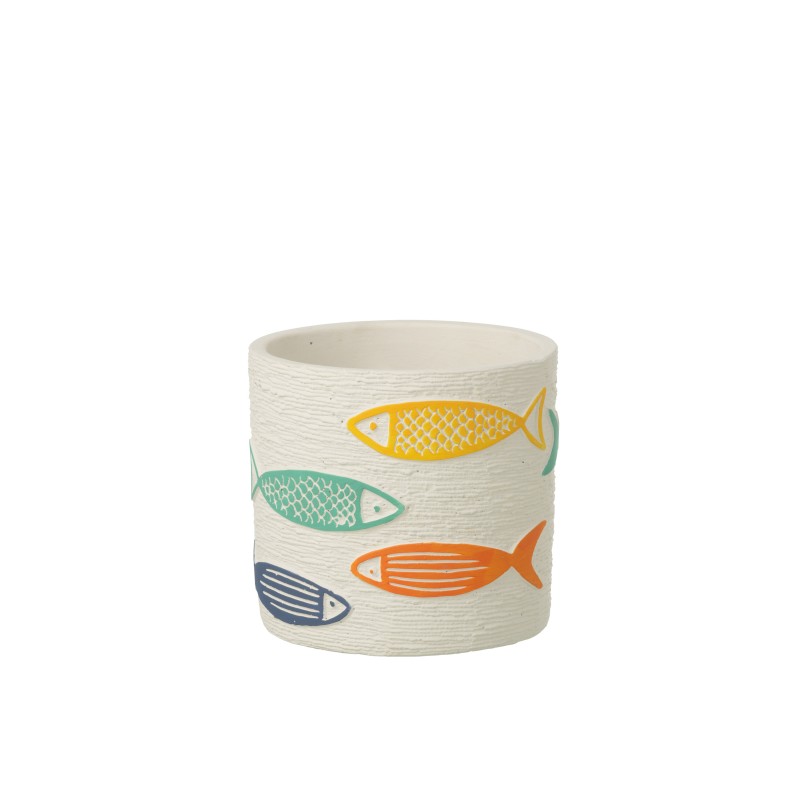 Macetero Peces de cerámica blanca 14 x 14 x 13 cm Macetero Peces de cerámica blanca 14 x 14 x 13 cm