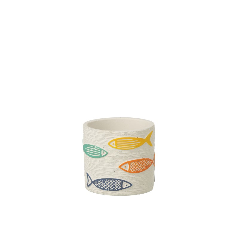 Macetero Peces de cerámica blanca 11 x 11 x 10 cm Macetero Peces de cerámica blanca 11 x 11 x 10 cm