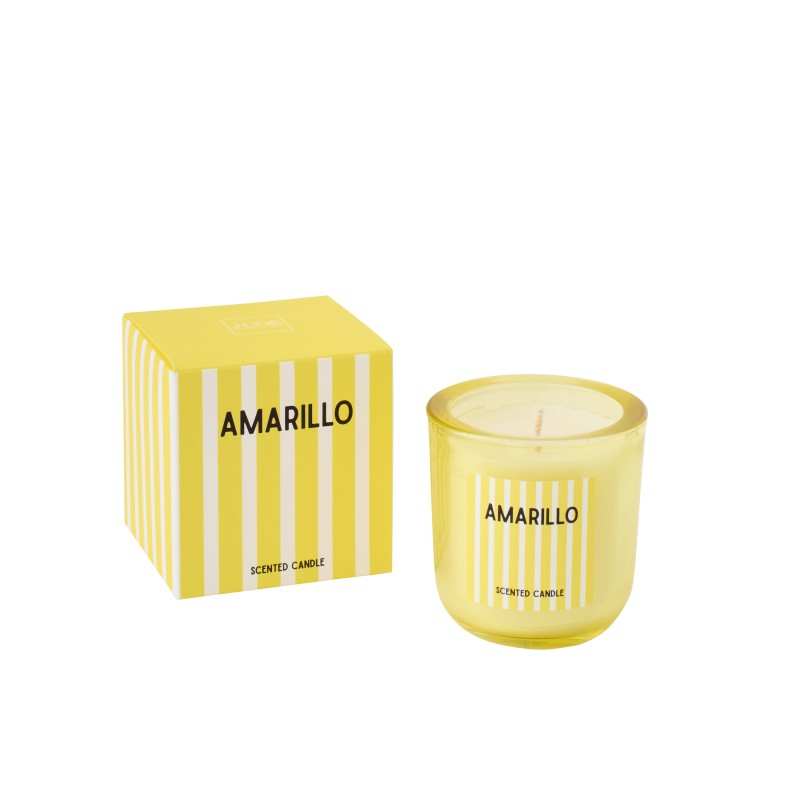 Bougie parfumée « Citron » dans verre jaune 8x8x8.5 cm
