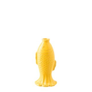Vase soliflore poisson en grès jaune 13.5x11.8x28 cm
