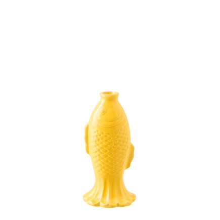 Vase soliflore poisson en grès jaune 13.5x11.8x28 cm