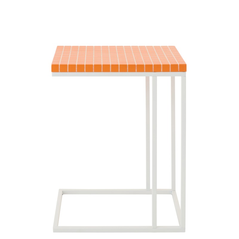 Table d'appoint rectangulaire en fer à carreaux orange 47.5x29.5x60.5 cm Table d'appoint rectangulaire en fer à carreaux orange 47.5x29.5x60.5 cm