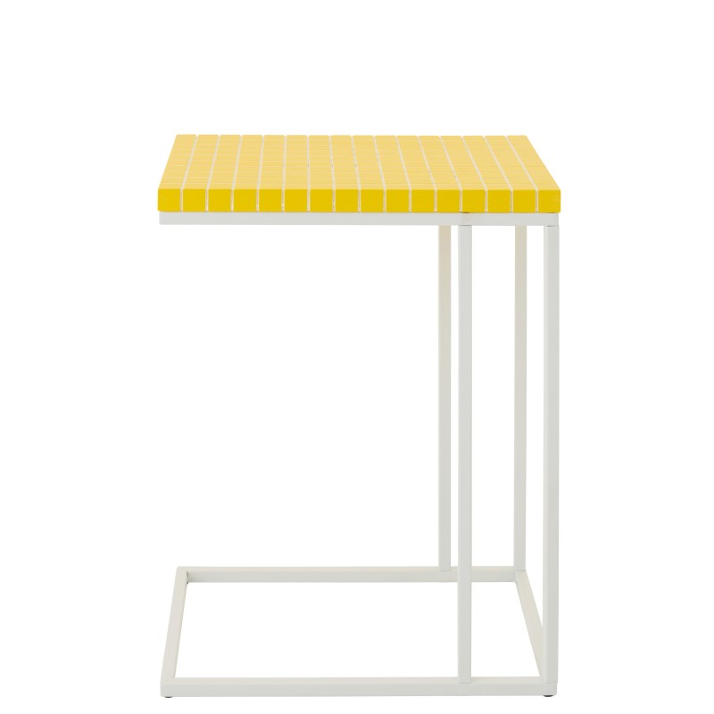 Table d'appoint rectangulaire en fer à carreaux jaune 47.5x29.5x60.5 cm Table d'appoint rectangulaire en fer à carreaux jaune 47.5x29.5x60.5 cm