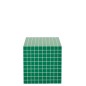 Mesa auxiliar cúbica con diseño de damero en madera verde 34,8 x 34,8 x 35,2 cm Mesa auxiliar cúbica con diseño de damero en madera verde 34,8 x 34,8 x 35,2 cm