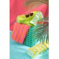 Mesa auxiliar cúbica com padrão xadrez em madeira verde 34,8 x 34,8 x 35,2 cm Mesa auxiliar cúbica com padrão xadrez em madeira verde 34,8 x 34,8 x 35,2 cm