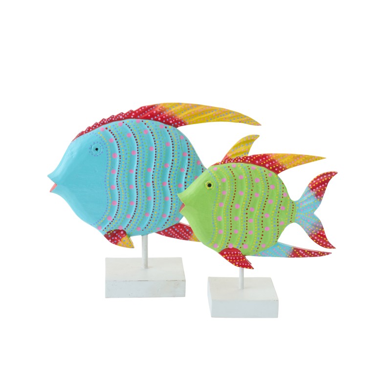 Poisson sur socle en bois d’albasia coloré 37x12.5x30 cm Poisson sur socle en bois d’albasia coloré 37x12.5x30 cm