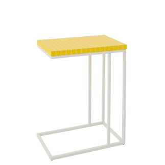 Table d'appoint rectangulaire en fer à carreaux jaune 47.5x29.5x60.5 cm