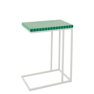 Table d'appoint rectangulaire en fer à carreaux vert 47.5x29.5x60.5 cm
