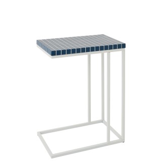 Table d'appoint rectangulaire en fer à carreaux bleu 47.5x29.5x60.5 cm