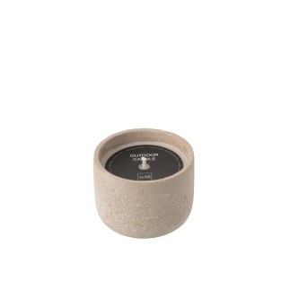 Vela exterior 16 h en cerámica beige claro 14 x 14 x 11 cm