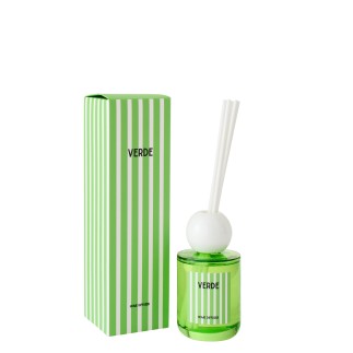Diffuseur à roseaux « Lierre de printemps et Neroli » dans verre vert 7.5x7.5x26.5 cm