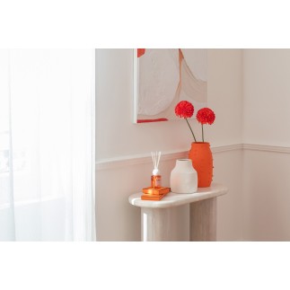 Diffuseur à roseaux « Mandarine » dans verre orange 7.5x7.5x26.5 cm