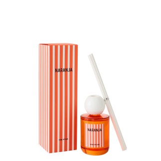 Diffuseur à roseaux « Mandarine » dans verre orange 7.5x7.5x26.5 cm