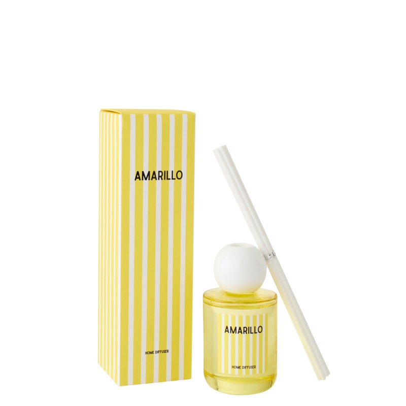 Diffuseur à roseaux « Citron » dans verre jaune 7.5x7.5x26.5 cm