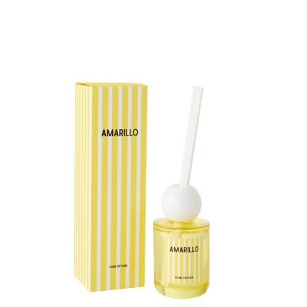 Diffuseur à roseaux « Citron » dans verre jaune 7.5x7.5x26.5 cm