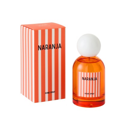 Spray d’ambiance « Mandarine » dans verre orange 6x6x12.5 cm