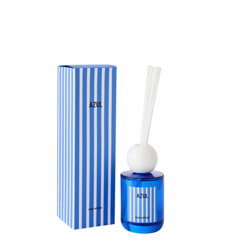 Diffuseur à roseaux « Salt & Waves » dans verre bleu 7.5x7.5x26.5 cm Diffuseur à roseaux « Salt & Waves » dans verre bleu 7.5x7.5x26.5 cm