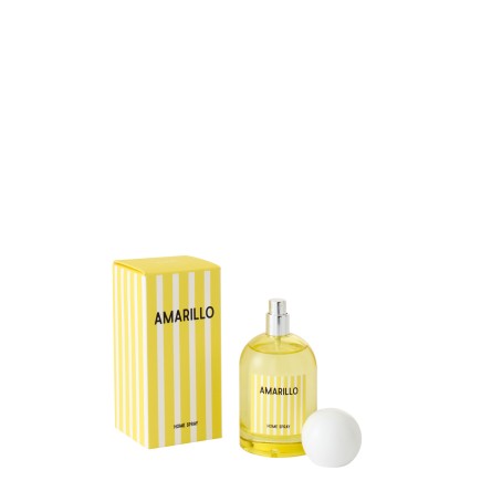 Spray d’ambiance « Citron » dans verre jaune 6x6x12.5 cm