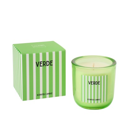 Bougie parfumée « Lierre de printemps et Neroli » dans verre vert 9.5x9.5x10 cm